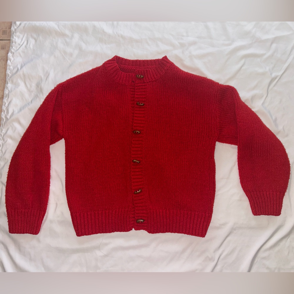 Women's Red Button-Up Sweater